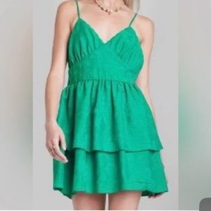 Wild Fable Tiered Fit & Flare mini dress, teal/emerald green